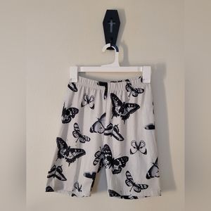 Women's Size Small White Butterfly Print Biker Shorts